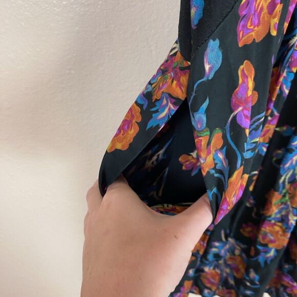 Peruvian Connection S Le Midi Dress Floral Short Sleeve A-Line Fit & Flare Scoop - Picture 6 of 7